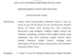 PENGUMUMAN Peraturan Bupati (Perbup) Nomor 5 Tahun 2022 Tentang Satu Data Indonesia Kabupaten Buton Utara