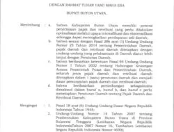 PENGUMUMAN Peraturan Daerah (Perda) Nomor 1 Tahun  2024 Tentang Pajak Daerah dan Retribusi Daerah Kab. Buton Utara