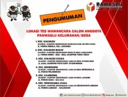 Bawaslu Butur Umumkan Tempat Wawancara Calon Panwaslu Kelurahan/Desa Dalam Pemilihan Tahun 2024