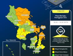 BMKG Sultra, Imbau Waspada Cuaca Extrim Hujan Disertai Angin Kencang dan Petir  Hingga 23 Mei 2025
